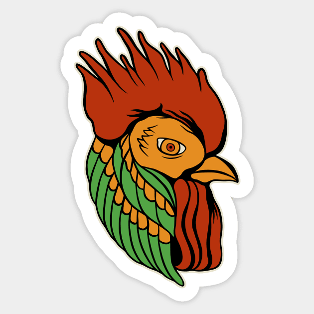 Rooster Flash Tattoo Sticker by growingartwork